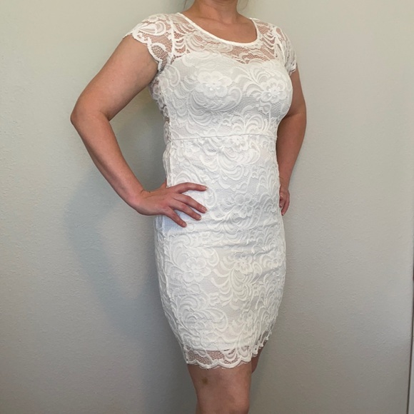 Short Lacey White Dress - Picture 1 of 6